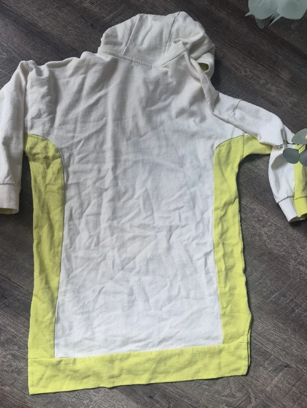 Cotton Girls' White and Lime Hooded Dress Large Women Small